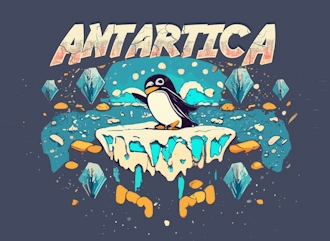 Logotipo de la Antártida en una hermosa fuente de arte abstracto