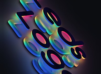 Crea un logotipo en 3D con un bonito tipo de letra y efecto LED degradado